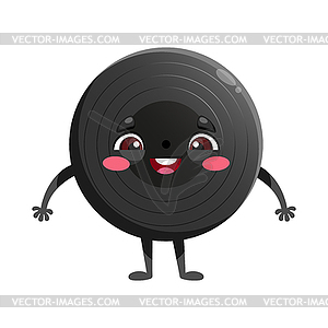 Cute cartoon vinyl record character. Vinyl disk - vector EPS clipart