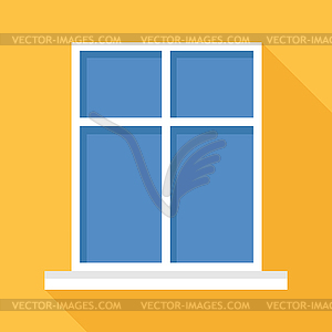 Window icon in flat style. Window on the wall. Vector - royalty-free vector image