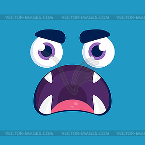 Cute cartoon monster face background. Funny  - vector image