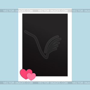 Photo frame decorated with paper hearts. Blank photo - vector EPS clipart