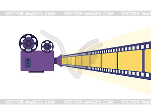 Retro movie projector showing film. Retro film camera - stock vector clipart