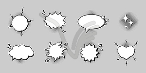 Empty comic speech bubbles decorated with halftone - vector clipart