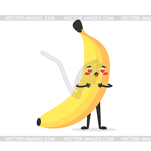 Cute cartoon banana character in love. Banana mascot - vector EPS clipart