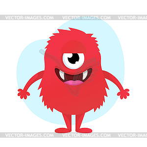 Cute cartoon fluffy monster. Funny red creature - vector EPS clipart