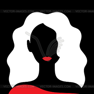 Abstract faceless silhouette of a woman with red lips.  - vector clip art