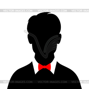 Abstract man silhouette in red bow tie - vector image