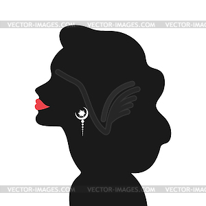 Faceless woman profile silhouette with celestial jewel - vector clip art