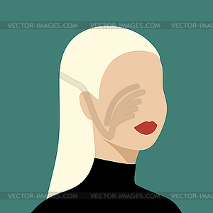 Abstract faceless young woman with long blond hair - vector image