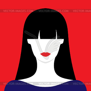 Abstract faceless portrait of a woman with red lips - vector EPS clipart