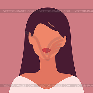 Abstract faceless young Latin woman with long hair - vector clipart