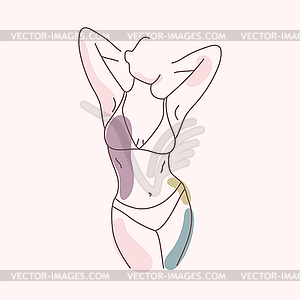 Abstract female body outline. Contour woman figure - vector clipart