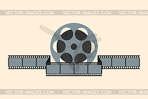 Retro cinema emblem with film reel wrapped - vector clipart