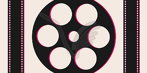 Film reel and filmstrip silhouette background - vector clip art