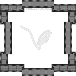 Folded long movie film strip square frame isolated - vector image