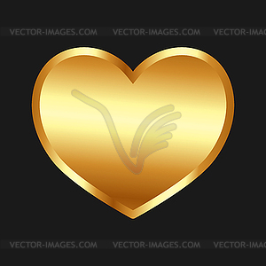 Golden heart icon on black background - vector clipart