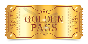 Golden pass ticket template design isolated  - vector clip art