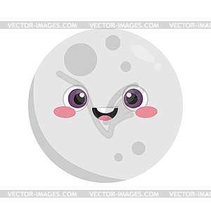 Cute smiling cartoon moon character. Moon mascot  - vector image