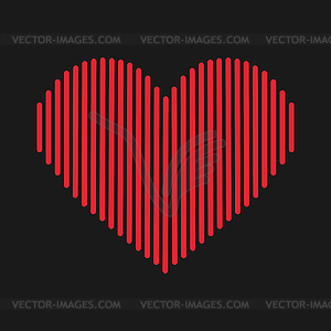 Sound wave in heart shape on black background - vector clipart