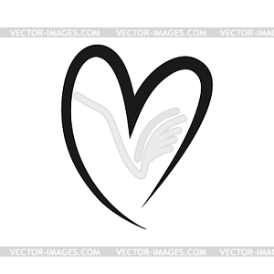 One line doodle black heart isolated on white - vector image