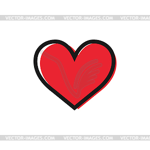 Simple line red heart icon isolated on white background - vector clipart