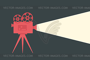 Retro movie video camera with light. Movie concept - vector image