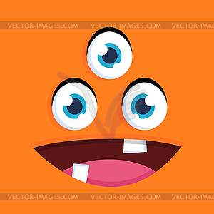 Cute cartoon three eyed monster face background - vector clipart