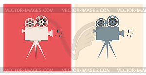 Retro movie video camera icon set. Movie concept - vector image