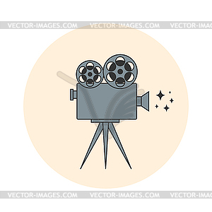 Retro movie video camera line icon. Movie concept - vector image