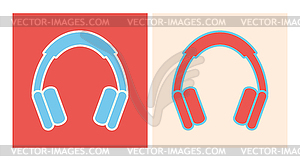 Headphones icon colored in retro style. Earphones - vector clip art