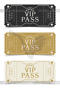 VIP pass in retro design. Set of ticket templates - vector clipart