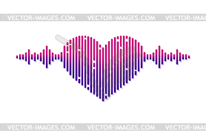 Sound wave heart icon isolated on white background - vector clip art