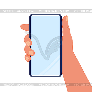 Hand holding a smartphone. Phone in hand - vector image