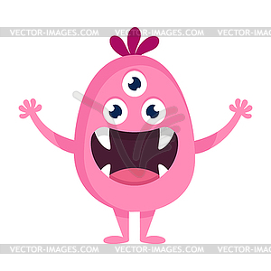 Cute cartoon monster with three eyes - vector clip art