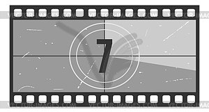 Vintage movie countdown filmstrip frame with number 7.  - vector image