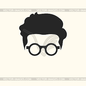 Man wearing eyeglasses abstract minimalist vector icon. - vector image
