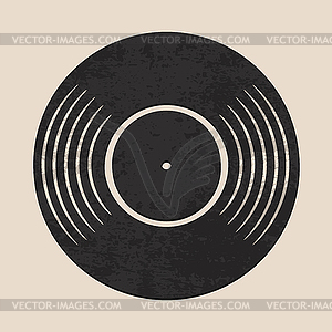 Retro record vinyl disc with grunge texture - vector image